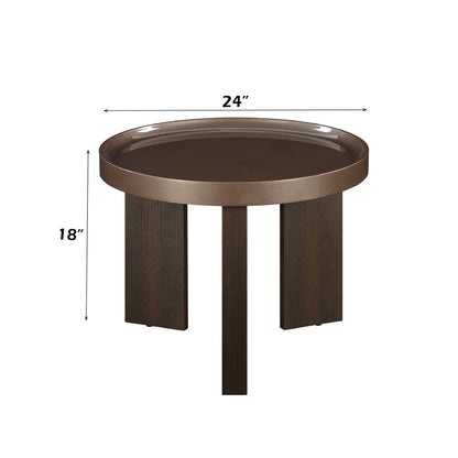 Lakita End Table, Blackish Green/ Dark Blond High Gloss & Smoked Oak