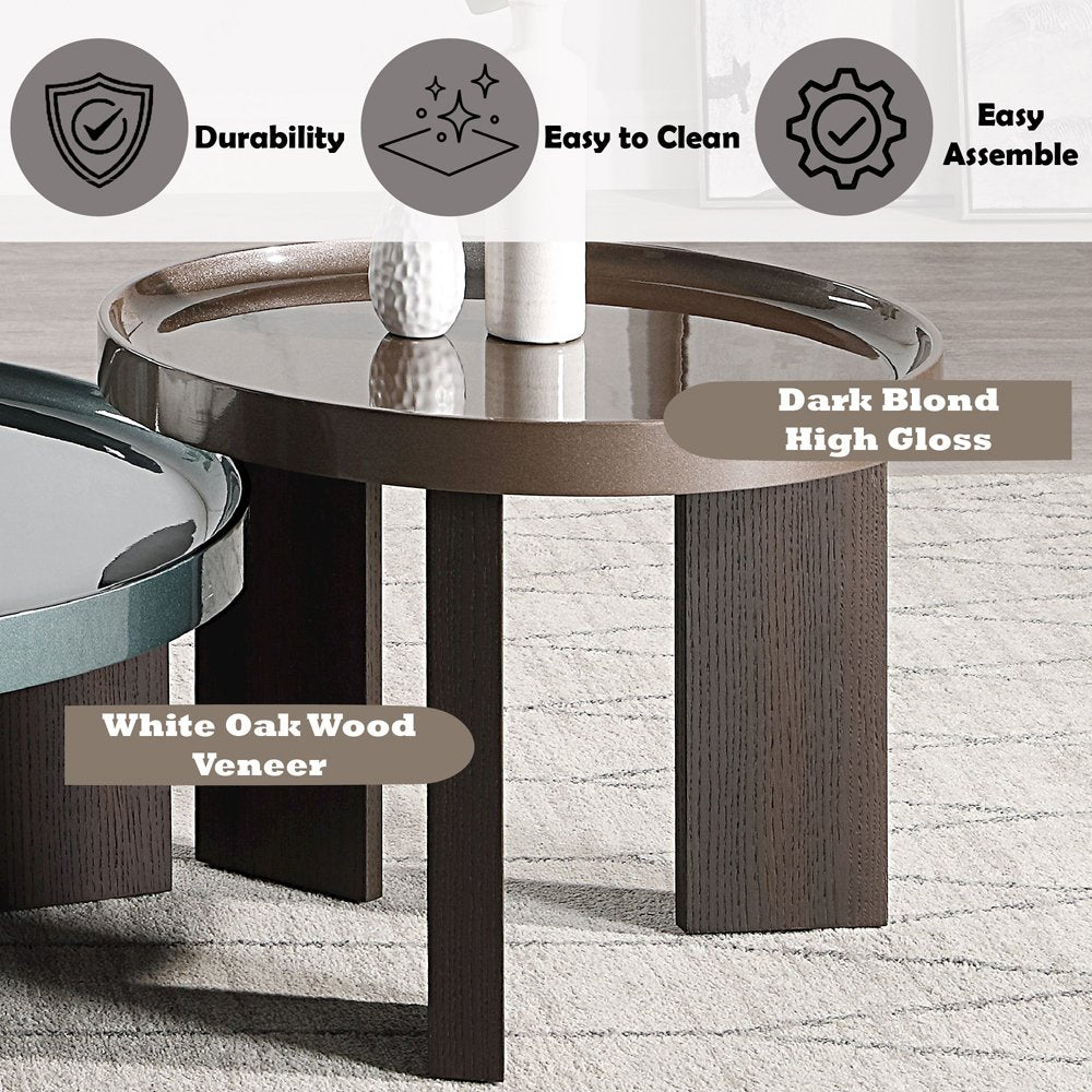 Lakita End Table, Blackish Green/ Dark Blond High Gloss & Smoked Oak