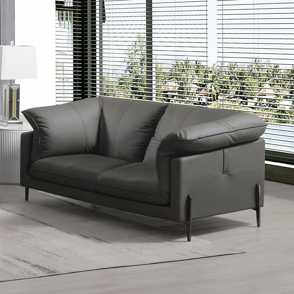 Tadi Loveseat, Black Top Grain Leather