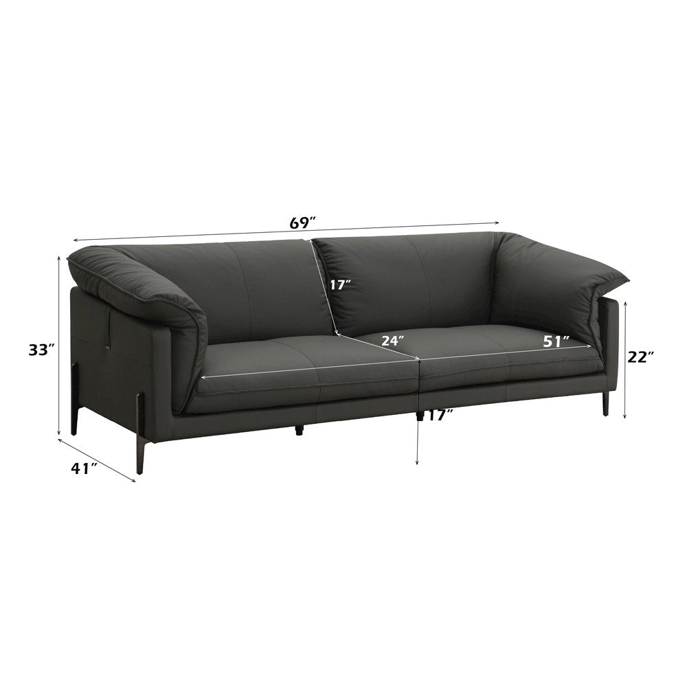 Tadi Loveseat, Black Top Grain Leather