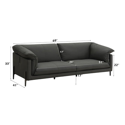 Tadi Loveseat, Black Top Grain Leather