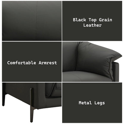 Tadi Loveseat, Black Top Grain Leather