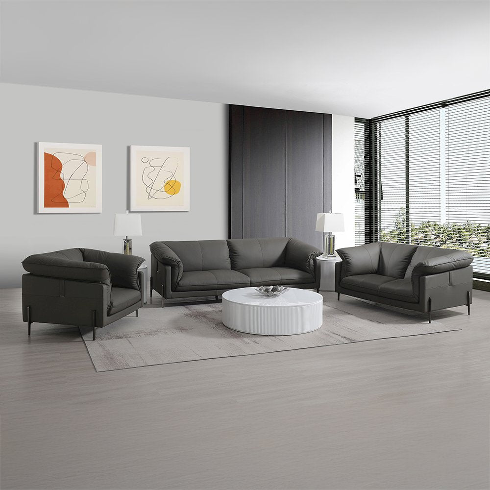Tadi Loveseat, Black Top Grain Leather