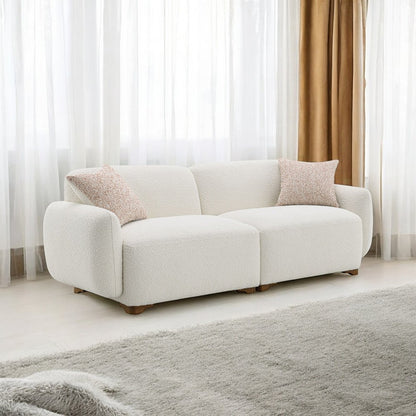 Darius Sofa w/2 Pillows, Beige Boucle