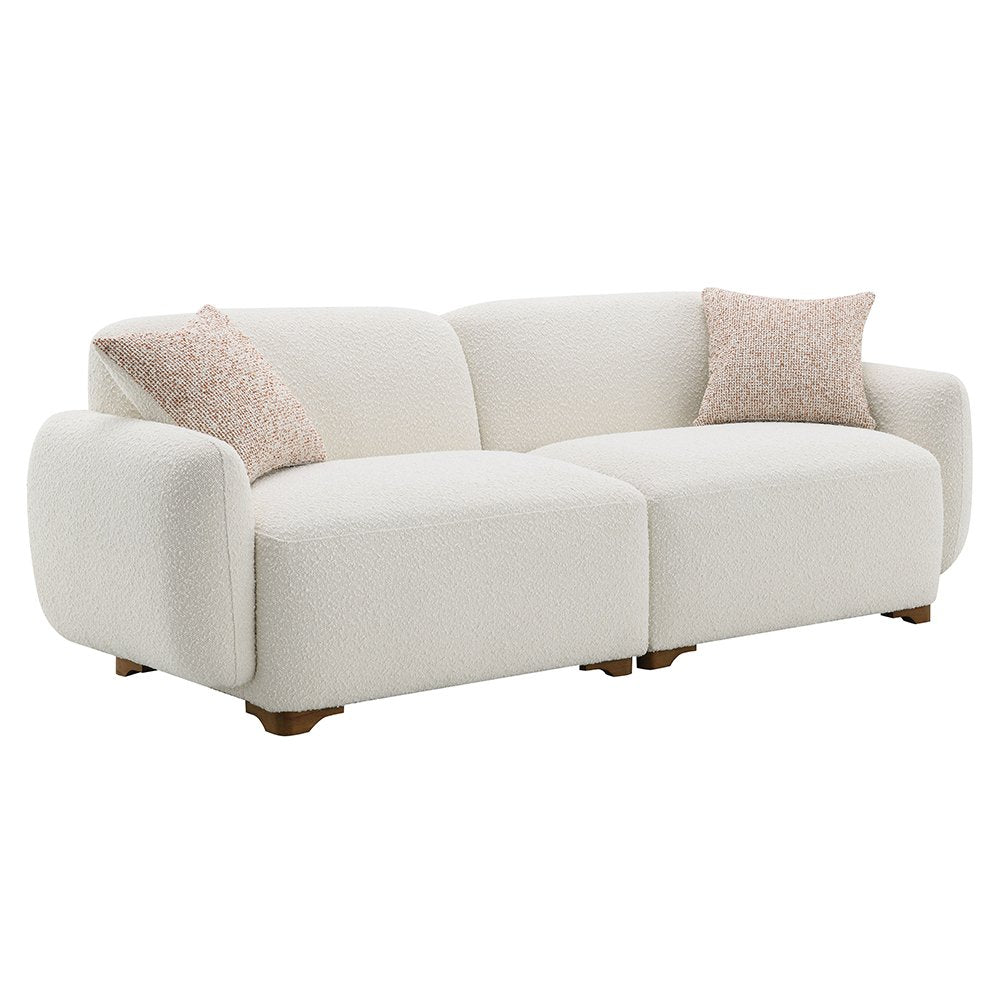 Darius Sofa w/2 Pillows, Beige Boucle