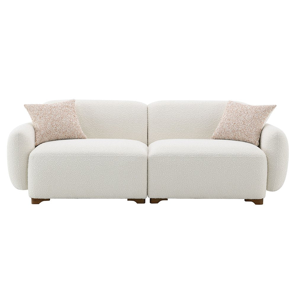 Darius Sofa w/2 Pillows, Beige Boucle