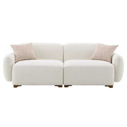 Darius Sofa w/2 Pillows, Beige Boucle