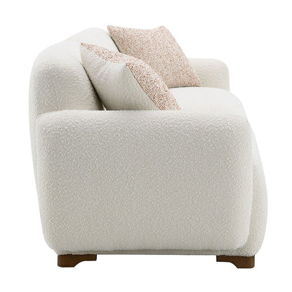 Darius Sofa w/2 Pillows, Beige Boucle