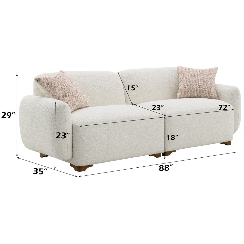 Darius Sofa w/2 Pillows, Beige Boucle