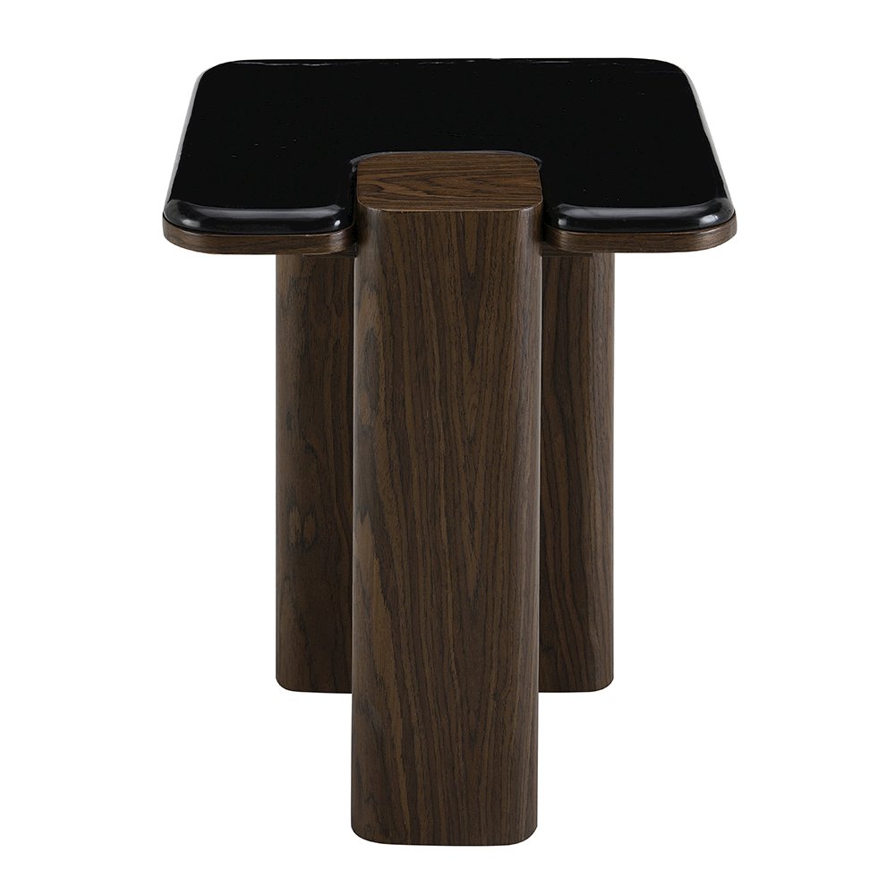 Dana End Table w/Natural Marble, Natural Marble Top & Dark Walnut
