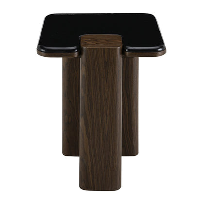Dana End Table w/Natural Marble, Natural Marble Top & Dark Walnut