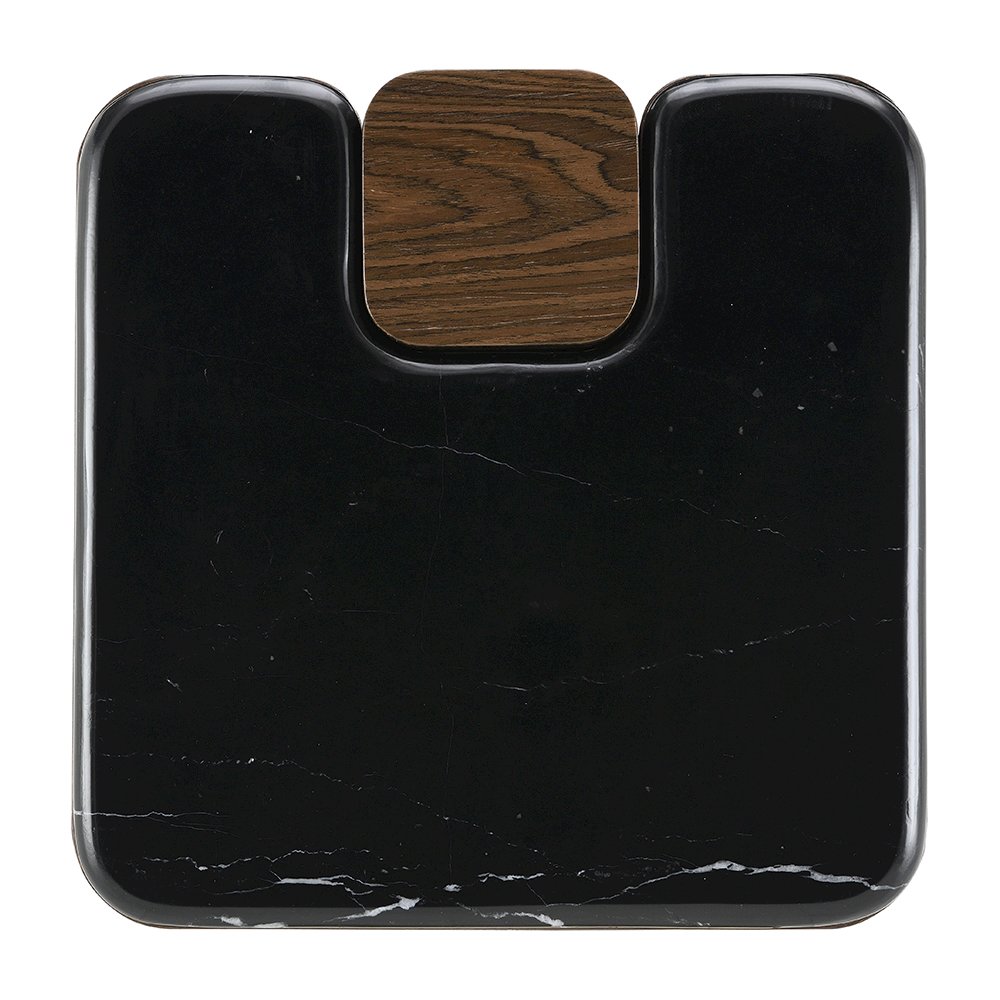 Dana End Table w/Natural Marble, Natural Marble Top & Dark Walnut