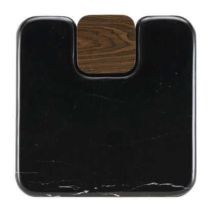 Dana End Table w/Natural Marble, Natural Marble Top & Dark Walnut