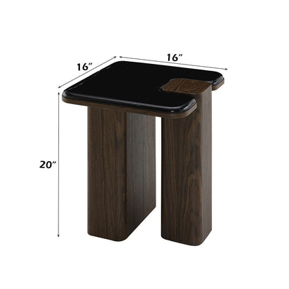 Dana End Table w/Natural Marble, Natural Marble Top & Dark Walnut