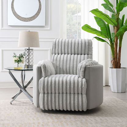 Emee Glider Recliner W/Swivel, Gray Corduroy