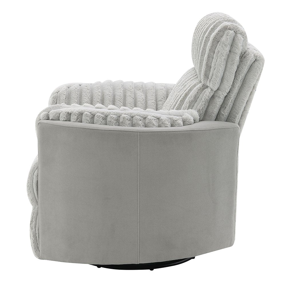 Emee Glider Recliner W/Swivel, Gray Corduroy