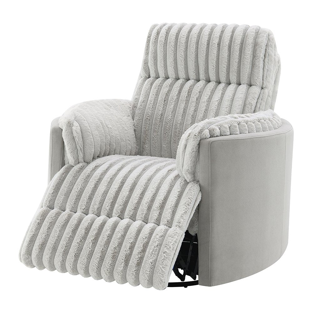 Emee Glider Recliner W/Swivel, Gray Corduroy