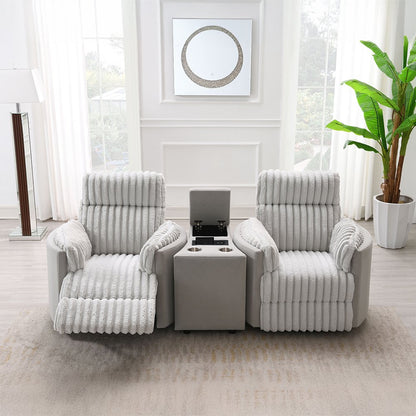 Emee Glider Recliner W/Swivel, Gray Corduroy