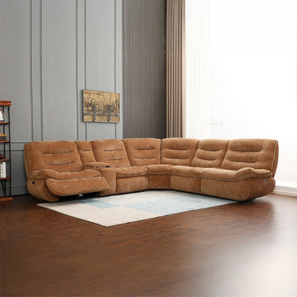 Emmy Power Motion Sectional Sofa w/USB Port, Orange Chenille