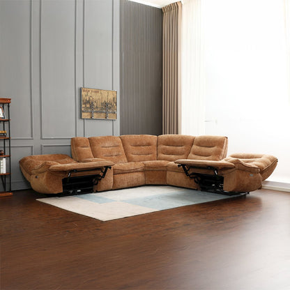 Emmy Power Motion Sectional Sofa w/USB Port, Orange Chenille