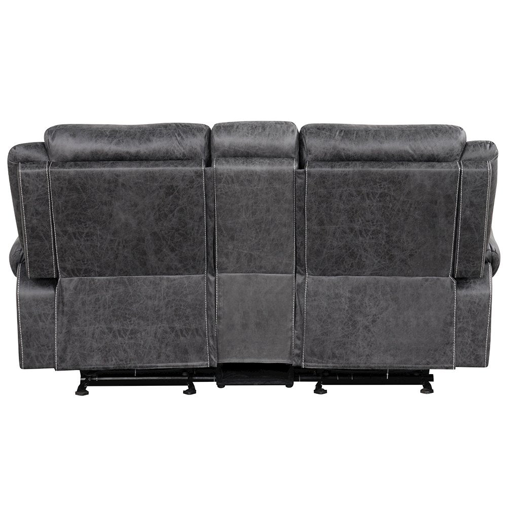 Zubaida Power Motion Glider Loveseat w/USB Port, Dark Gray Polish Microfiber