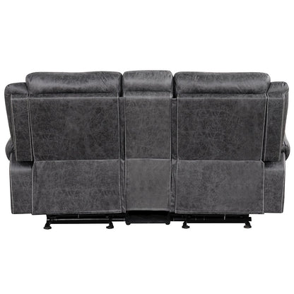 Zubaida Power Motion Glider Loveseat w/USB Port, Dark Gray Polish Microfiber