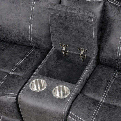 Zubaida Power Motion Glider Loveseat w/USB Port, Dark Gray Polish Microfiber