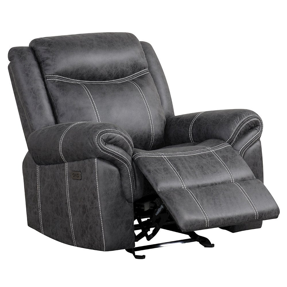 Zubaida Power Motion Glider Recliner, Dark Gray Polish Microfiber