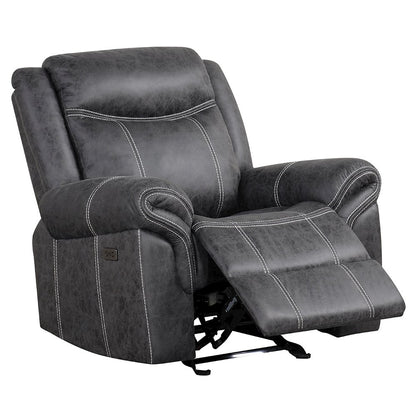 Zubaida Power Motion Glider Recliner, Dark Gray Polish Microfiber