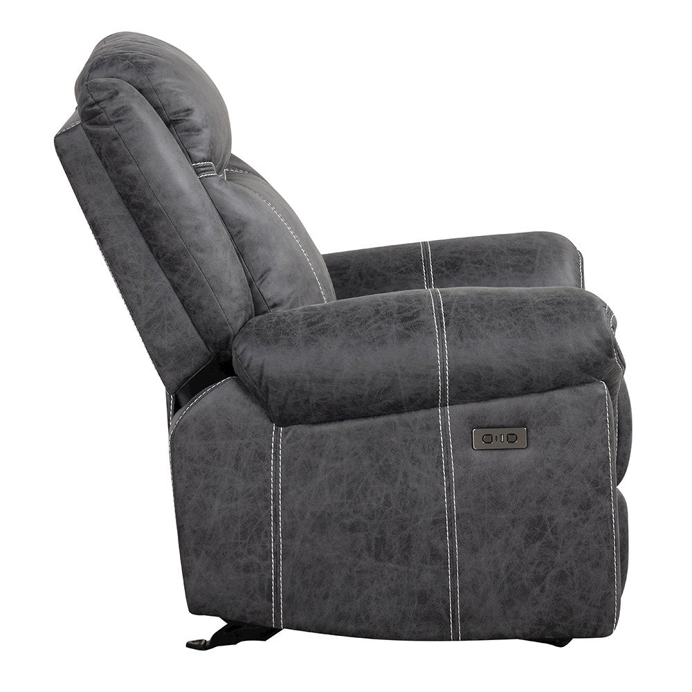 Zubaida Power Motion Glider Recliner, Dark Gray Polish Microfiber