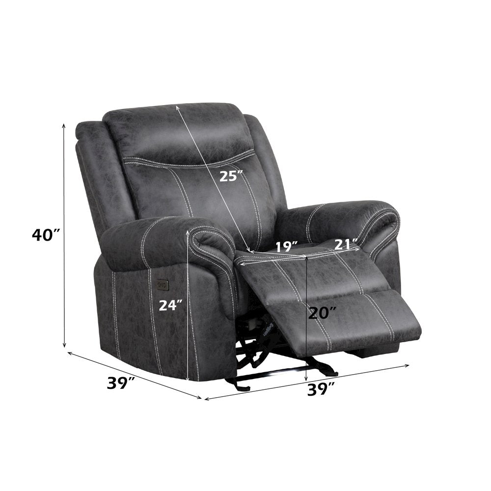 Zubaida Power Motion Glider Recliner, Dark Gray Polish Microfiber