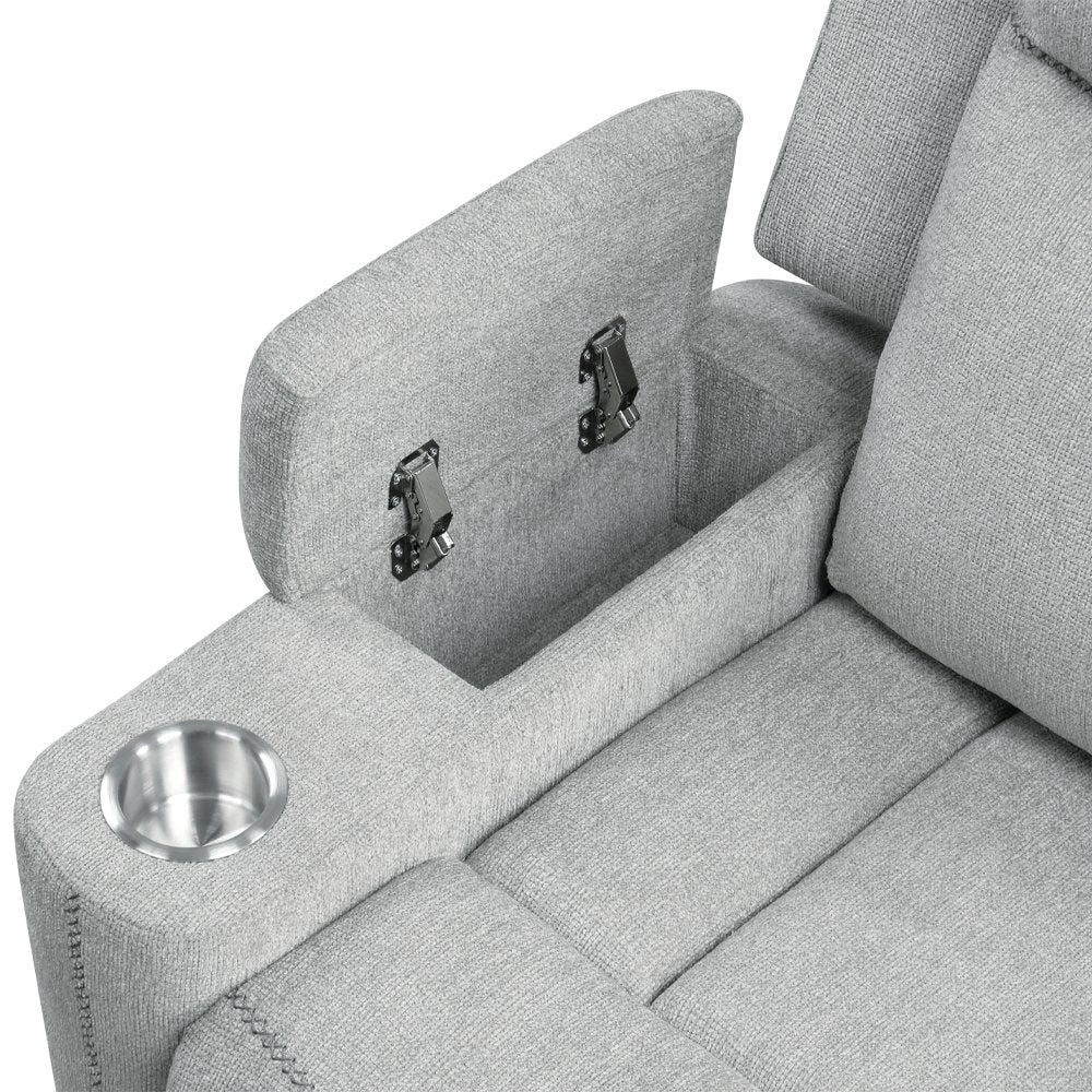Galya Motion Sofa w/Storage Arm, Light Gray Chenille