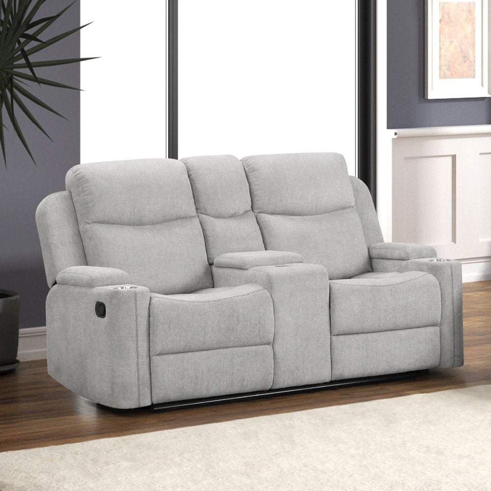 Galya Motion Sofa w/Storage Arm, Light Gray Chenille