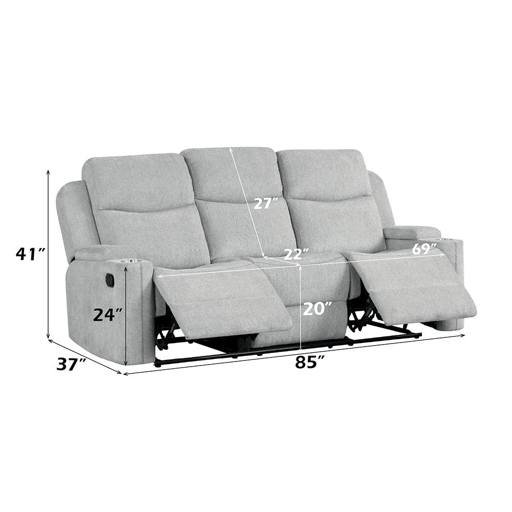Galya Motion Sofa w/Storage Arm, Light Gray Chenille