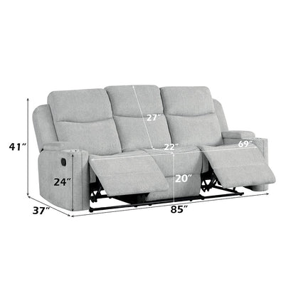 Galya Motion Sofa w/Storage Arm, Light Gray Chenille