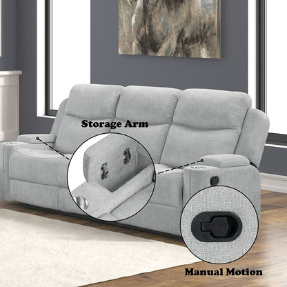 Galya Motion Sofa w/Storage Arm, Light Gray Chenille