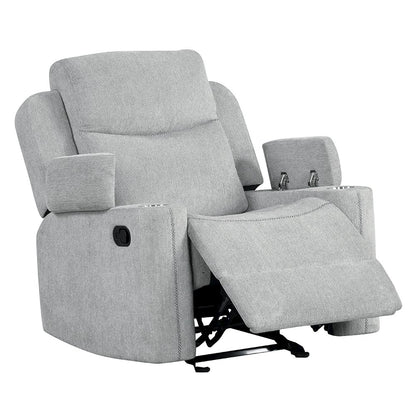 Galya Motion Glider Recliner w/Storage Arm, Light Gray Chenille