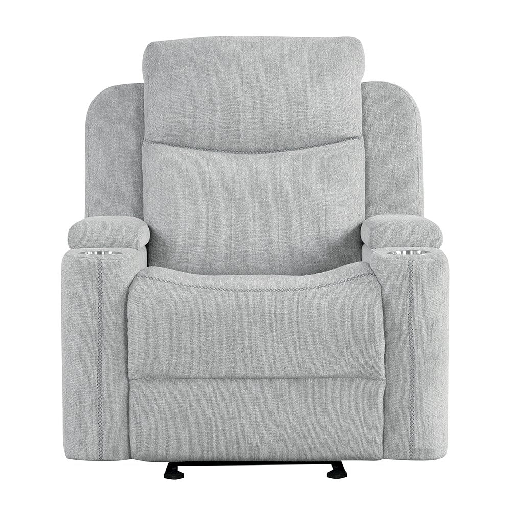 Galya Motion Glider Recliner w/Storage Arm, Light Gray Chenille