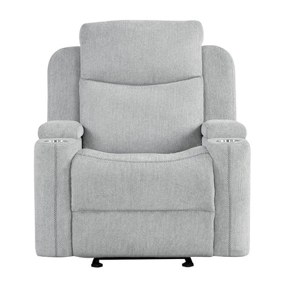 Galya Motion Glider Recliner w/Storage Arm, Light Gray Chenille