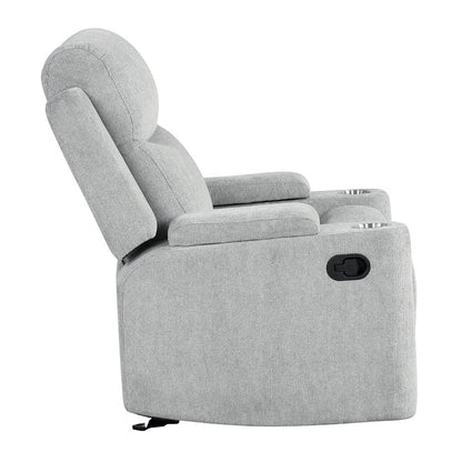 Galya Motion Glider Recliner w/Storage Arm, Light Gray Chenille