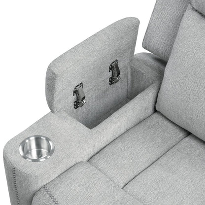 Galya Motion Glider Recliner w/Storage Arm, Light Gray Chenille