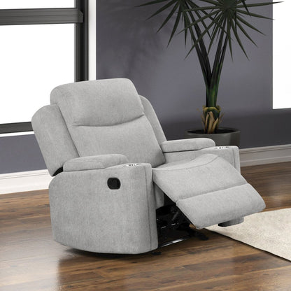 Galya Motion Glider Recliner w/Storage Arm, Light Gray Chenille