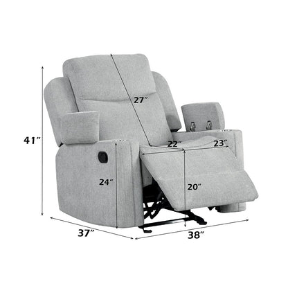 Galya Motion Glider Recliner w/Storage Arm, Light Gray Chenille