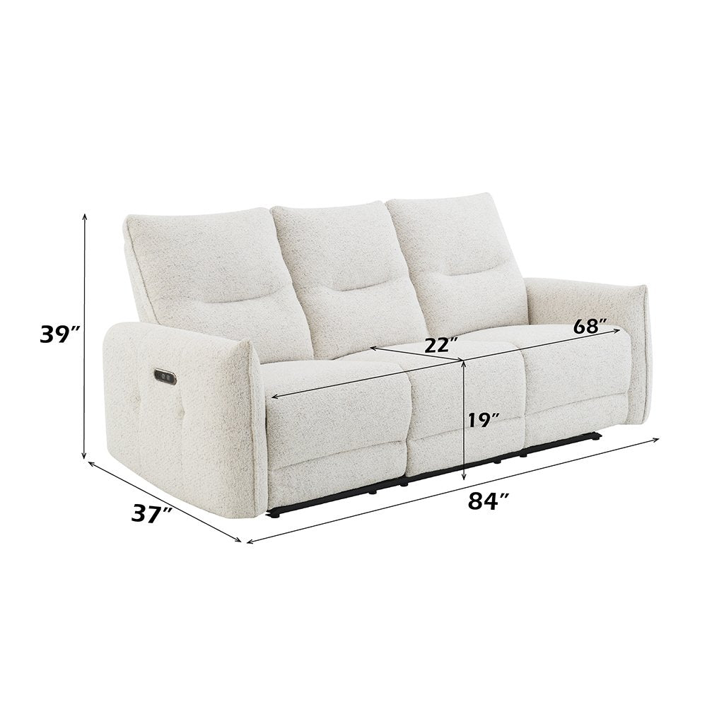 Lalisa Power Motion Sofa w/USB Port, Cream Chenille