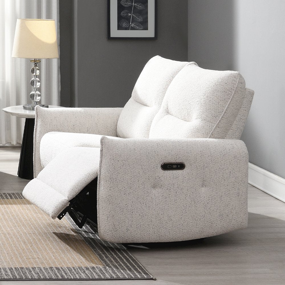 Lalisa Power Motion Loveseat w/USB Port, Cream Chenille