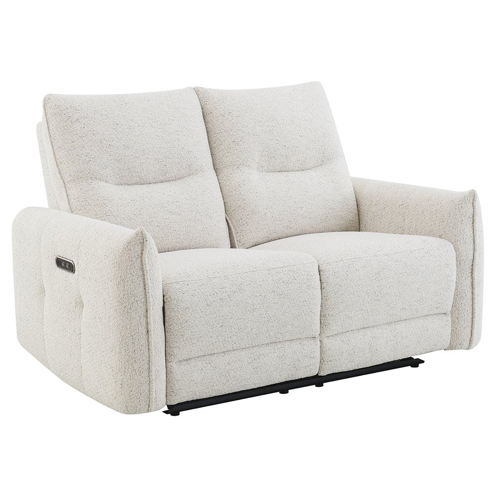 Lalisa Power Motion Loveseat w/USB Port, Cream Chenille