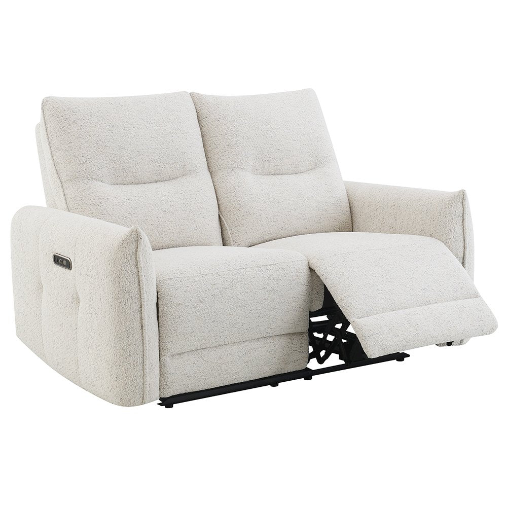 Lalisa Power Motion Loveseat w/USB Port, Cream Chenille
