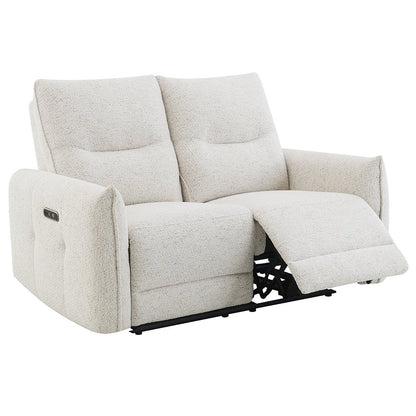 Lalisa Power Motion Loveseat w/USB Port, Cream Chenille