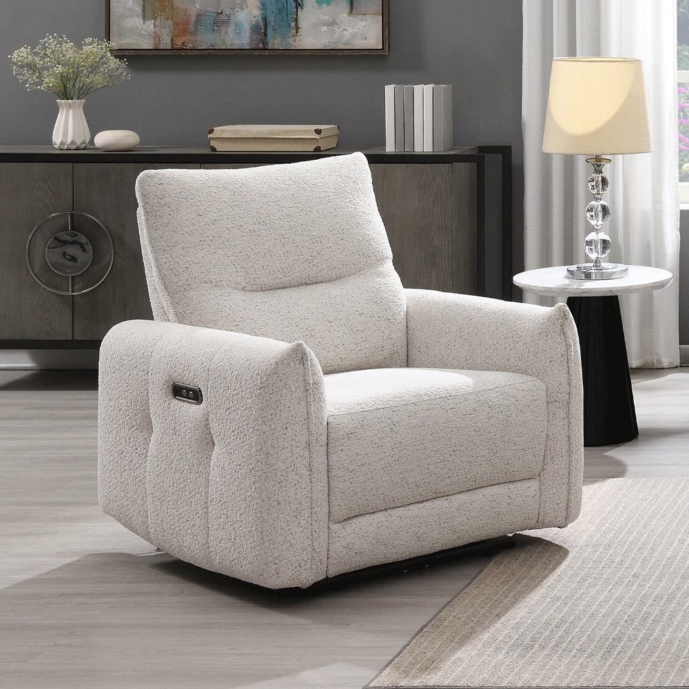 Lalisa Power Motion Recliner w/USB Port, Cream Chenille