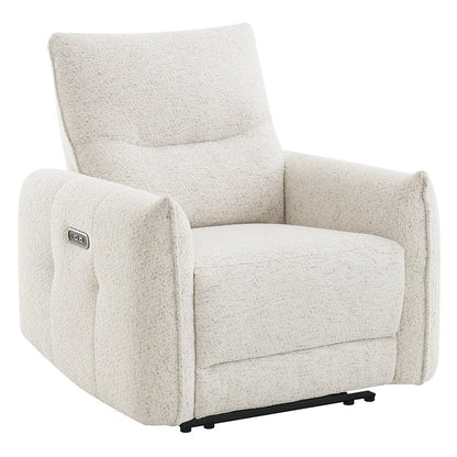 Lalisa Power Motion Recliner w/USB Port, Cream Chenille